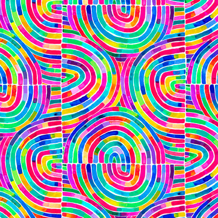Fabric P & B Textiles Multi Rainbow Swirls Color Crush by the Quarter Yard 6325-MU