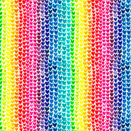 Fabric P & B Textiles Multi Rainbow Hearts Color Crush by the Quarter Yard 6328-MU