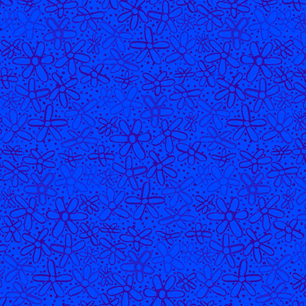 Fabric P & B Textiles Blue Doodle Flowers Color Crush by the Quarter Yard 6330-BB