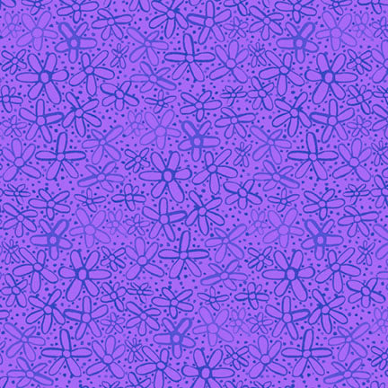 Fabric P & B Textiles Purple Doodle Flowers Color Crush by the Quarter Yard 6330-CV