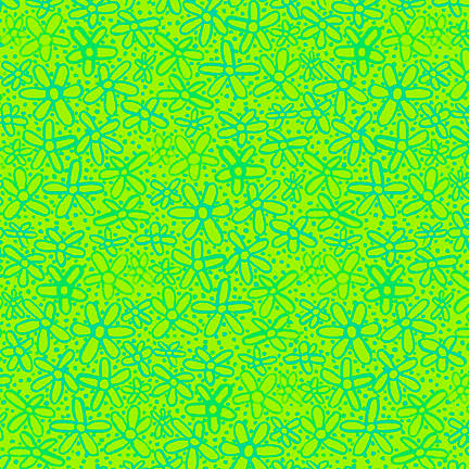 Fabric P & B Textiles Green Doodle Flowers Color Crush by the Quarter Yard 6330-GT