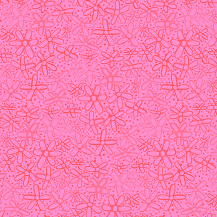 Fabric P & B Textiles Pink Doodle Flowers Color Crush by the Quarter Yard 6330-PJ