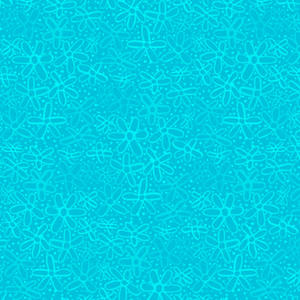 Fabric P & B Textiles Teal Doodle Flowers Color Crush by the Quarter Yard 6330-TT