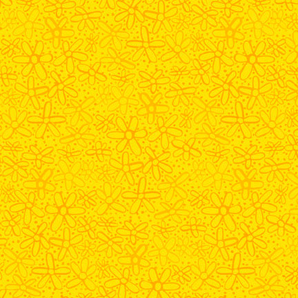 Fabric P & B Textiles Yellow/Orange Doodle Flowers Color Crush by the Quarter Yard 6330-YO