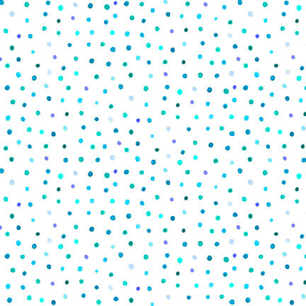 Fabric P & B Textiles White/Blue/Teal Dots Color Crush by the Quarter Yard 6331-WBT