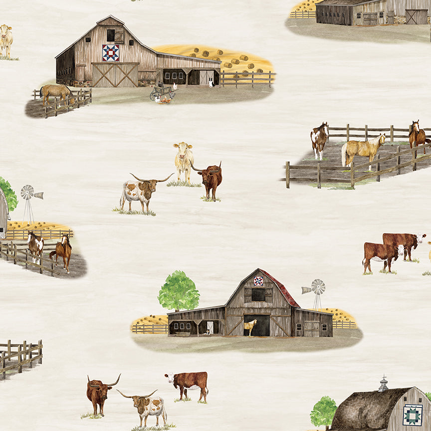 Fabric Riley Blake Cream Main The Homestead by the Quarter Yard CD18230-CREAM
