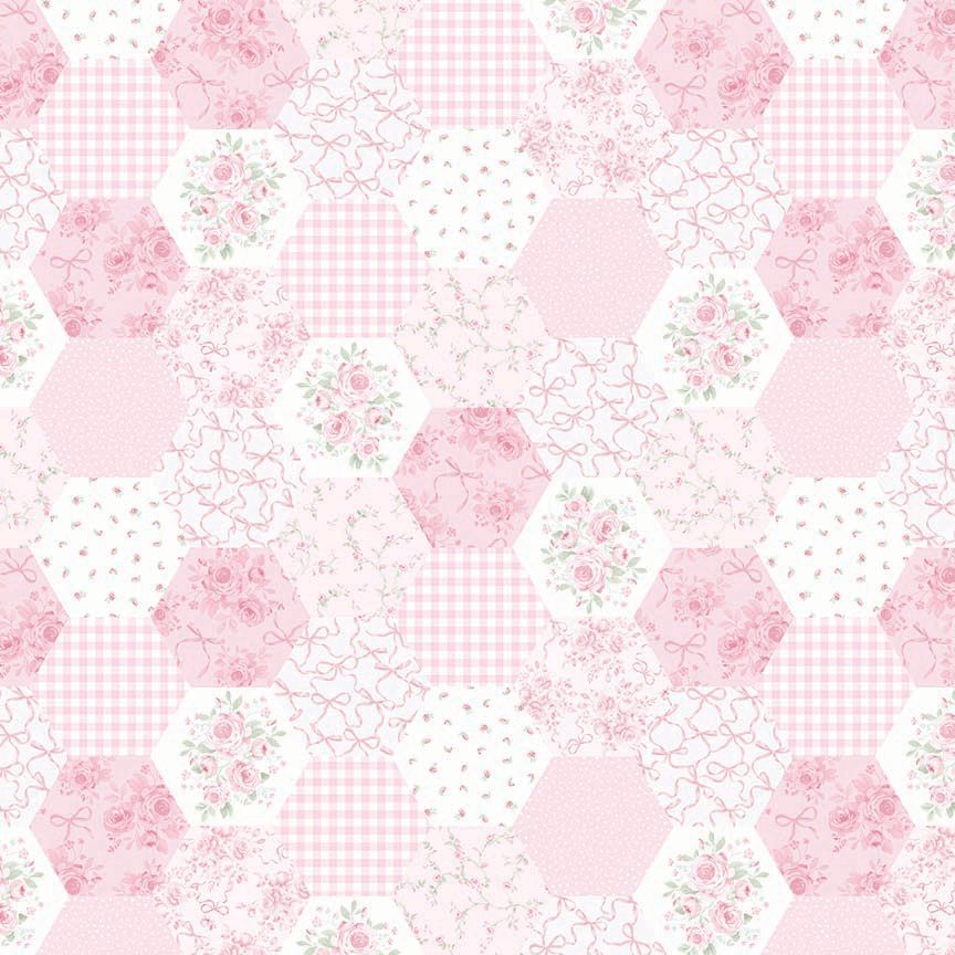 Fabric Timeless Treasures Pink Pretty in Pink Hexagons Tiny Dancer by the Quarter Yard CD4330-PINK
