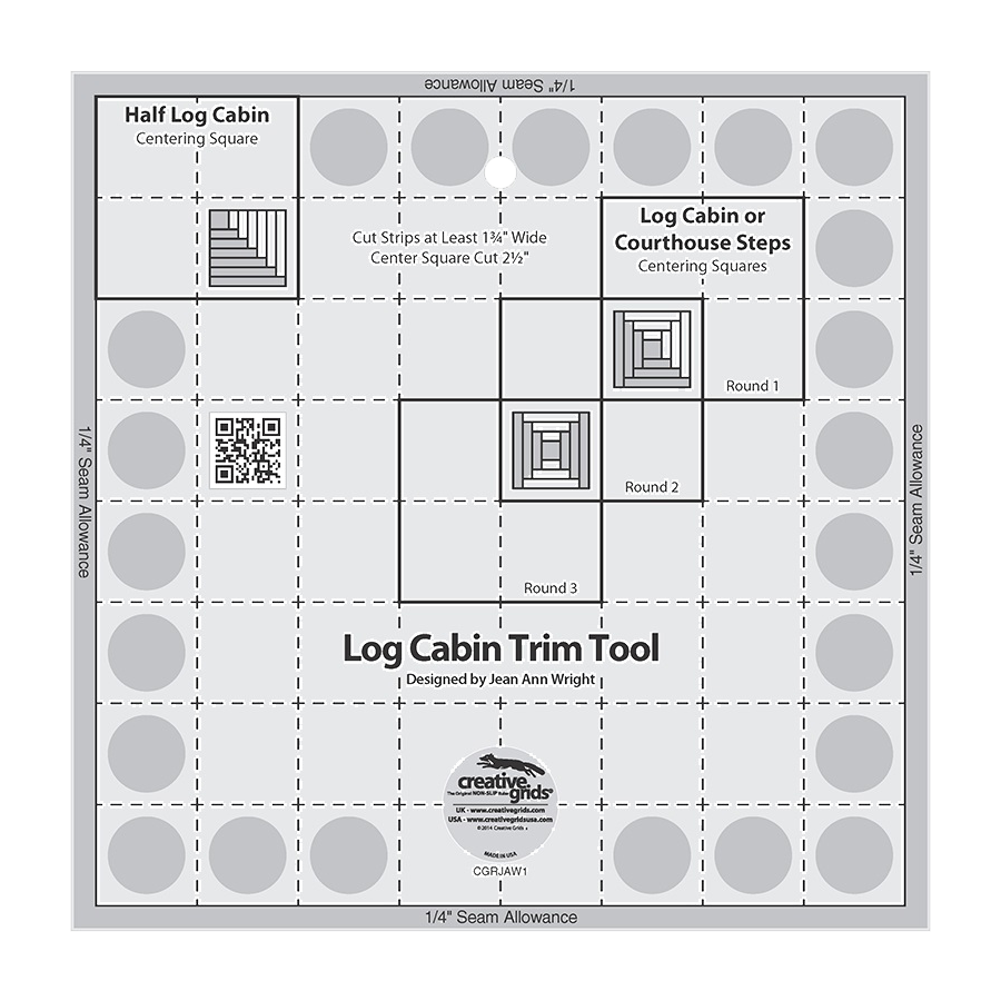 Creative Grids CGRJAW1 Log Cabin Trim Tool for 8" Finished Blocks Ruler