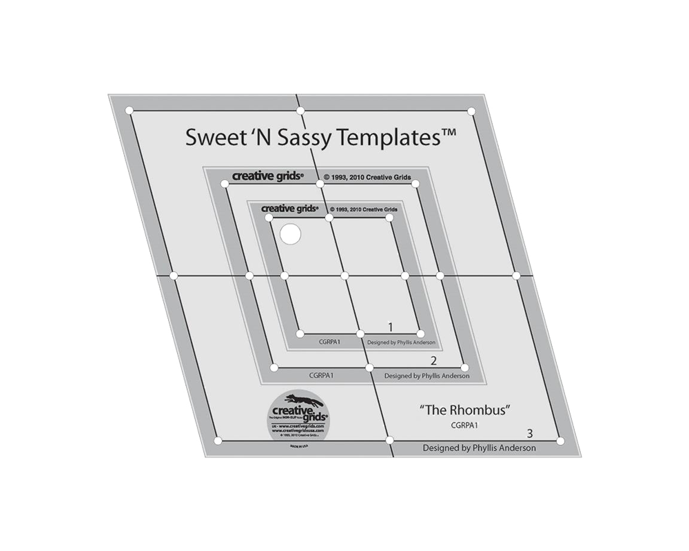 Creative Grids Sweet 'N Sassy Rhombus Templates Ruler CGRPA1 for Sale at World Weidner