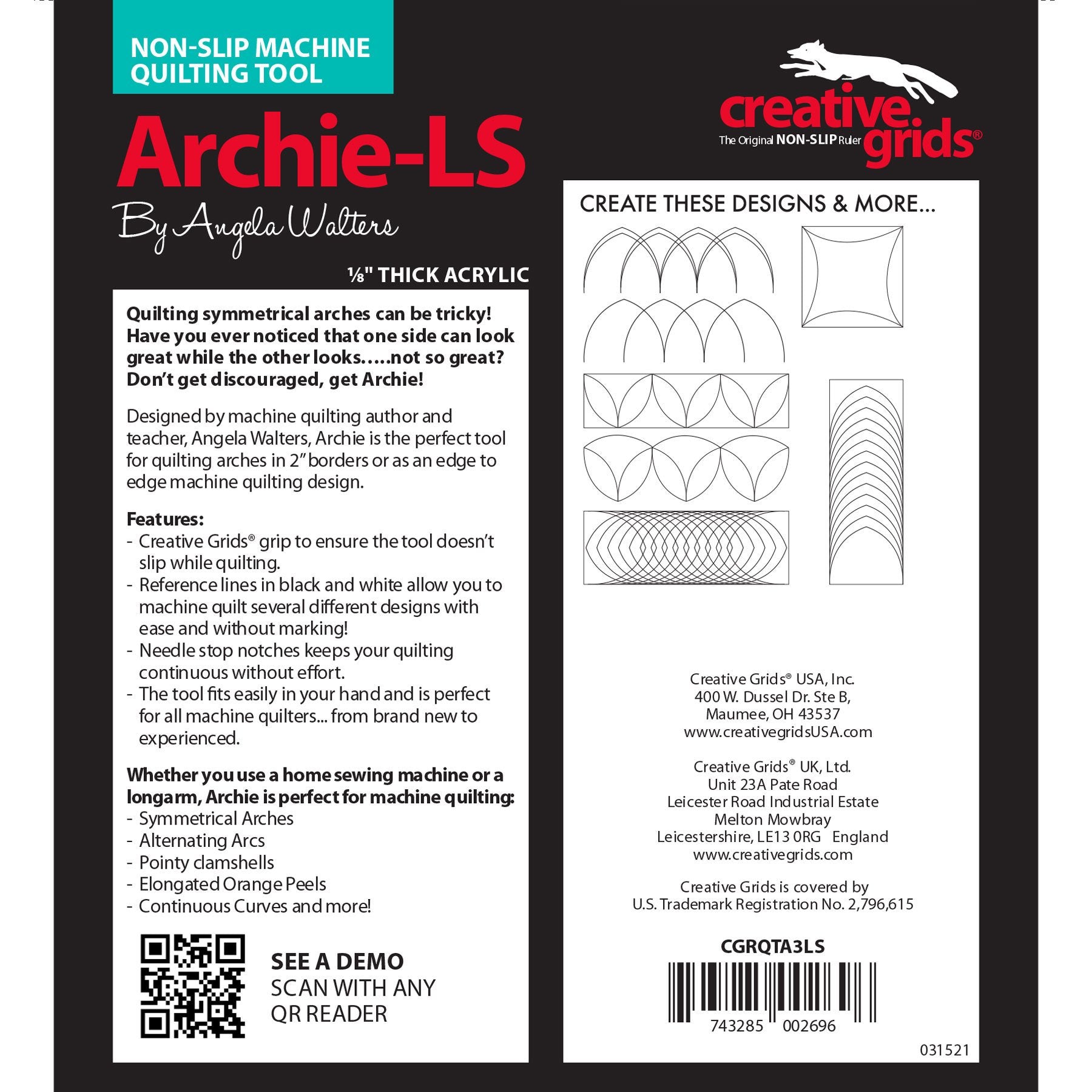 Creative Grids Low Shank Machine Archie Machine Quilting Tool CGRQTA3LS for Sale at World Weidner