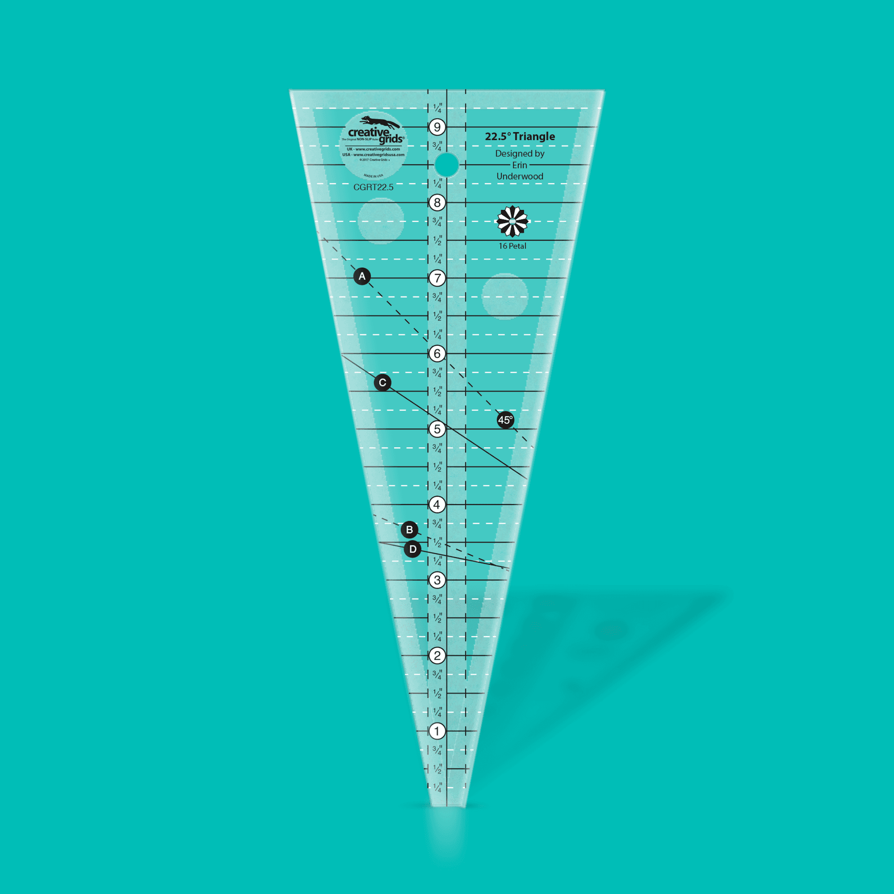 Creative Grids 22-1/2 Degree Triangle Ruler CGRT225 for Sale at World Weidner