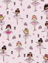 Fabric Timeless Treasures Pink Ballerinas Tiny Dancer by the Quarter Yard CM3817-PINK