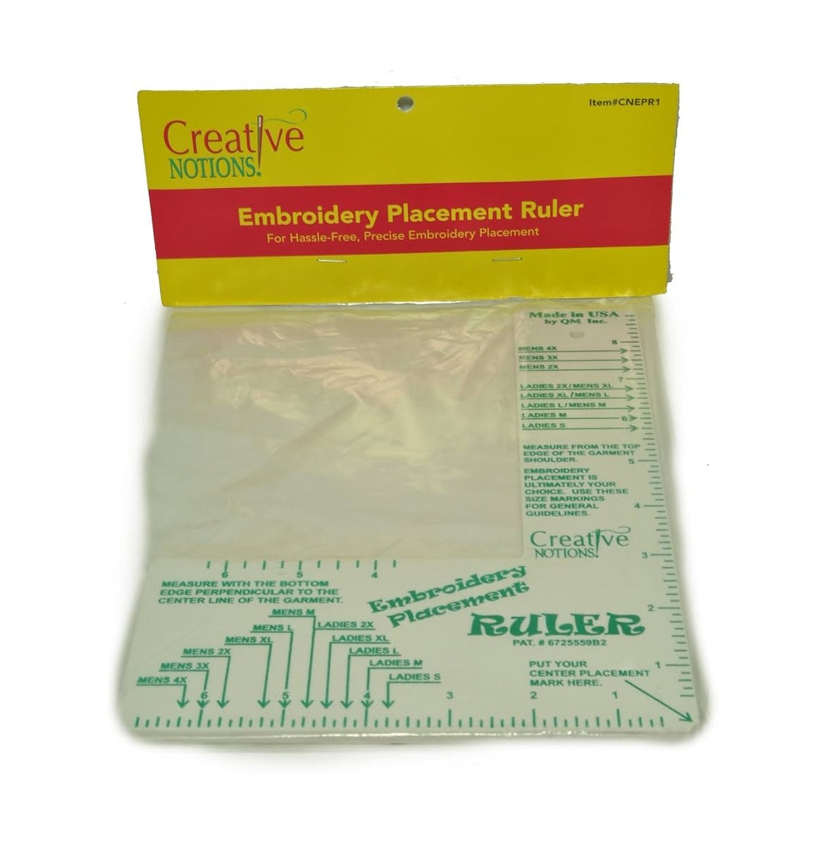 Creative Notions Embroidery Placement Ruler CNEPR1