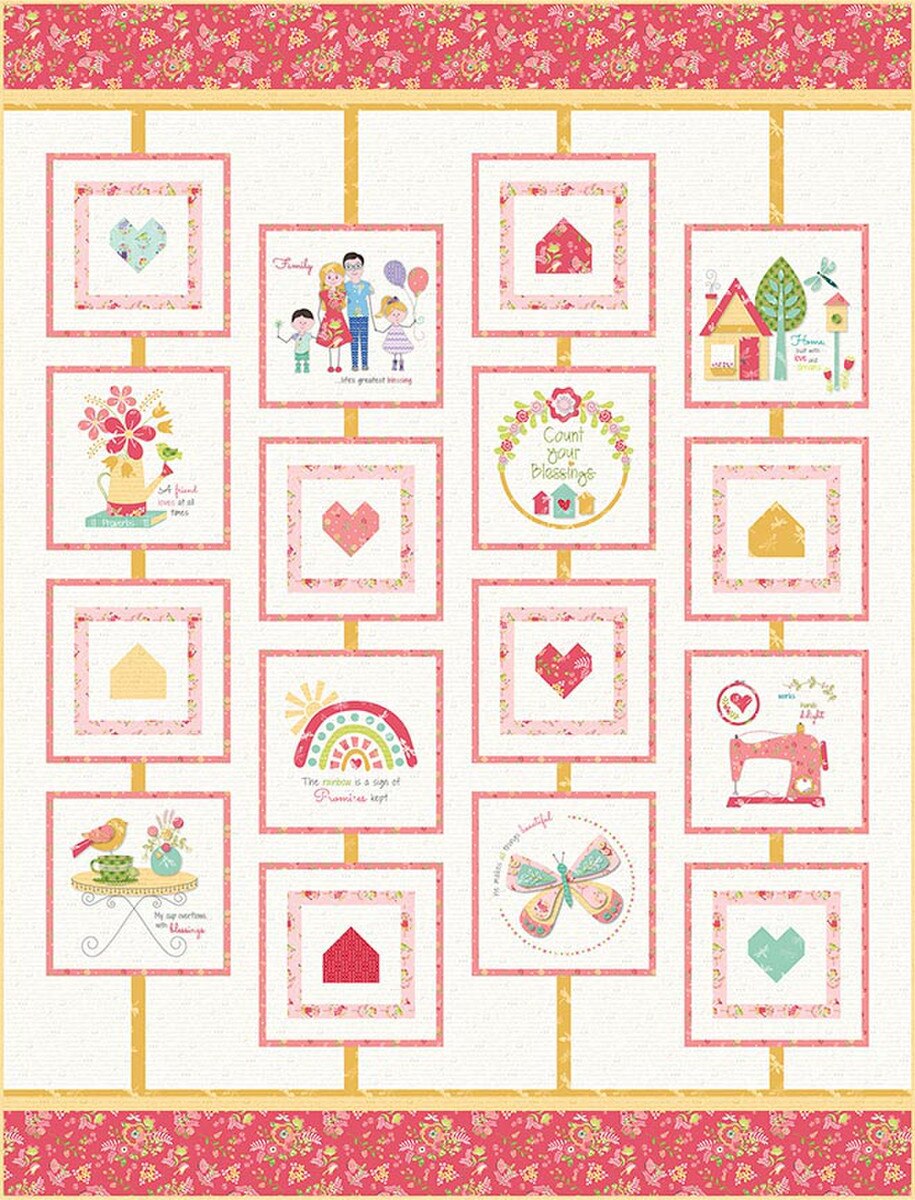 Cherry Blossoms Quilting Count Your Blessings Quilt Pattern and Embroidery Design P266-BLESSINGS