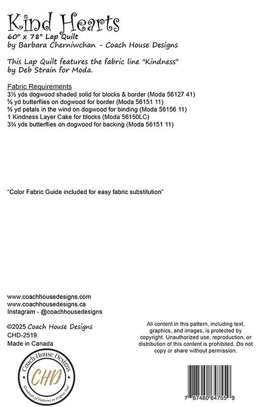 Coach House Designs Kind Hearts Quilt Pattern CHD-2519