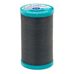 Spool of Coats & Clark thread with teal cap on a white background