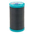 Spool of Coats & Clark thread with teal cap on a white background