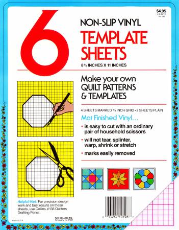 Collins Non-Slip Vinyl Quilt Template Sheets 6pk 198C