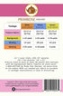 Fabric yardage chart for Primrose brand with colorful text and a pink border.