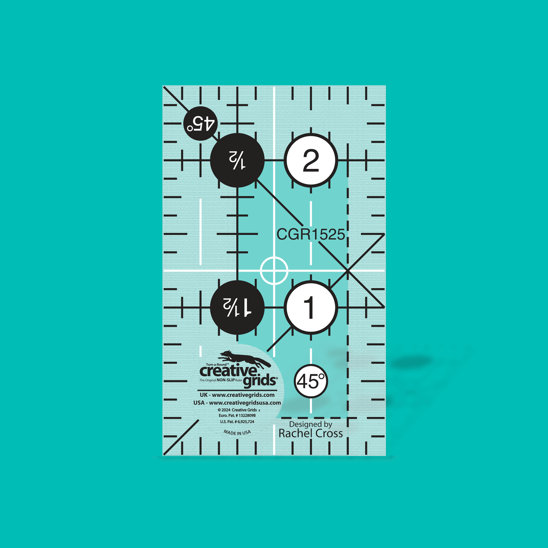 Creative Grids 1.5 x 2.5" Rectangle Quilt Ruler CGR1525