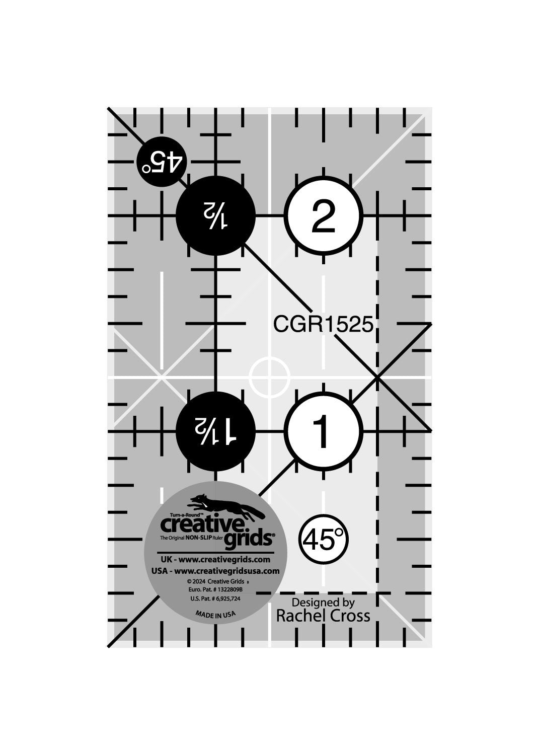 Creative Grids 1.5 x 2.5" Rectangle Quilt Ruler CGR1525