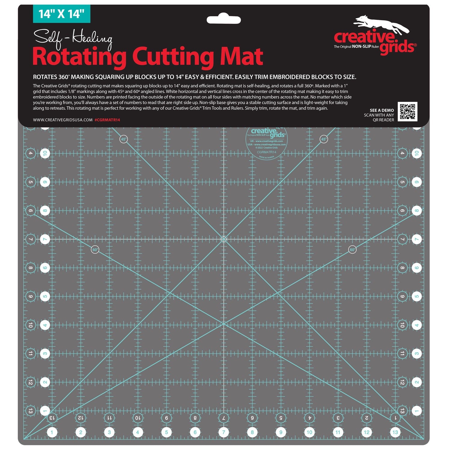 Creative Grids 14" Self-Healing Rotating Rotary Cutting Mat CGRMATR14