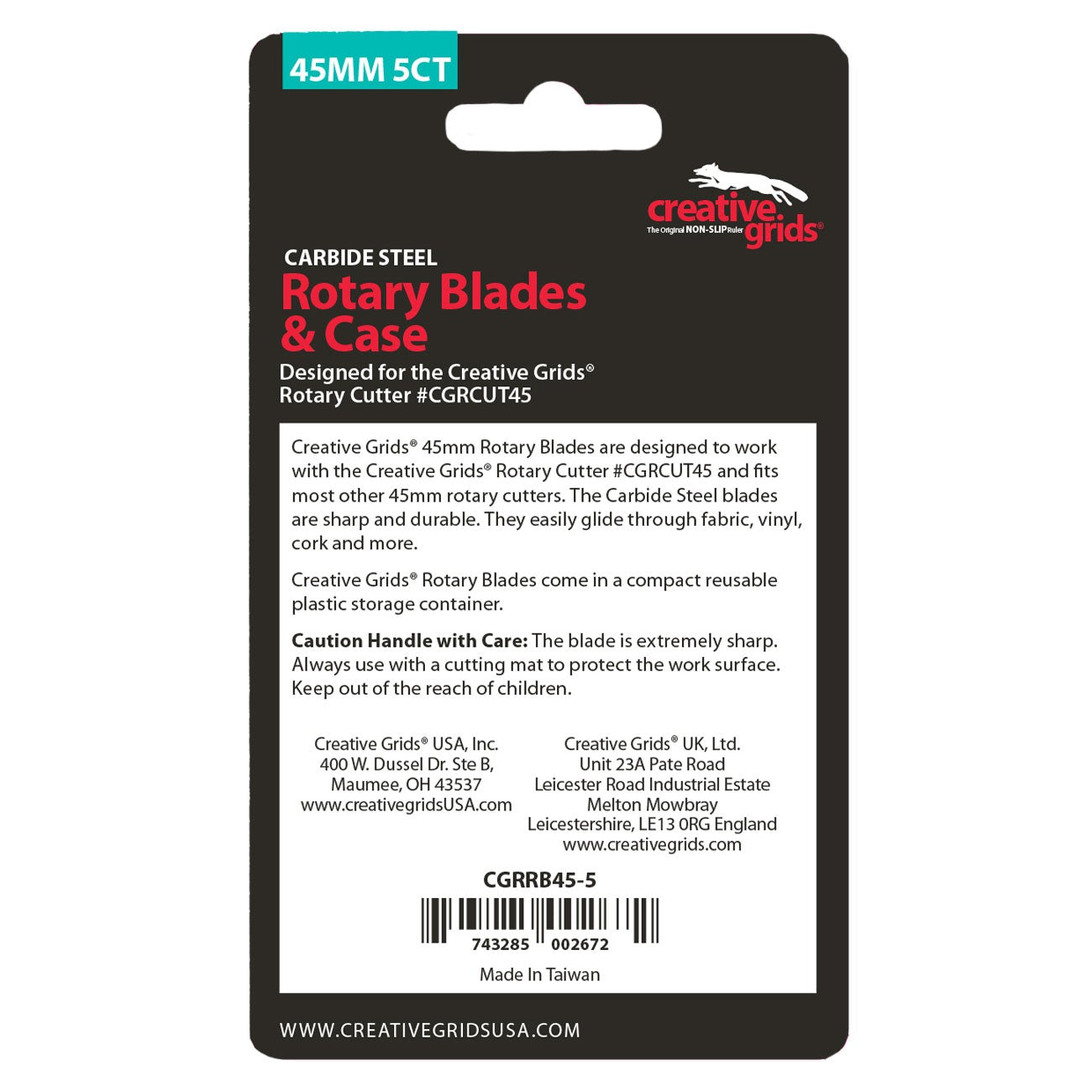 Creative Grids 45mm Replacement Rotary Blade 5pk CGRRB45-5 for Sale at World Weidner