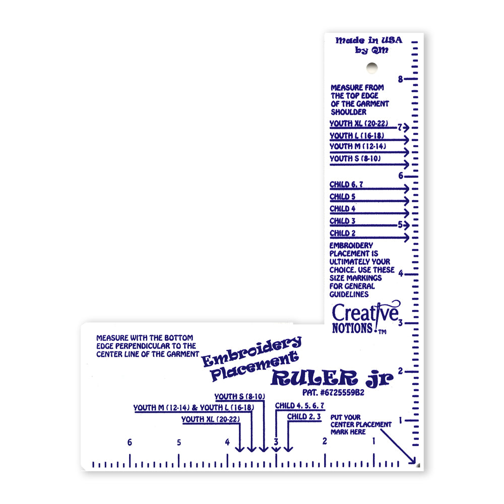 Creative Notions Embroidery Placement Ruler Junior CNEPRJR1