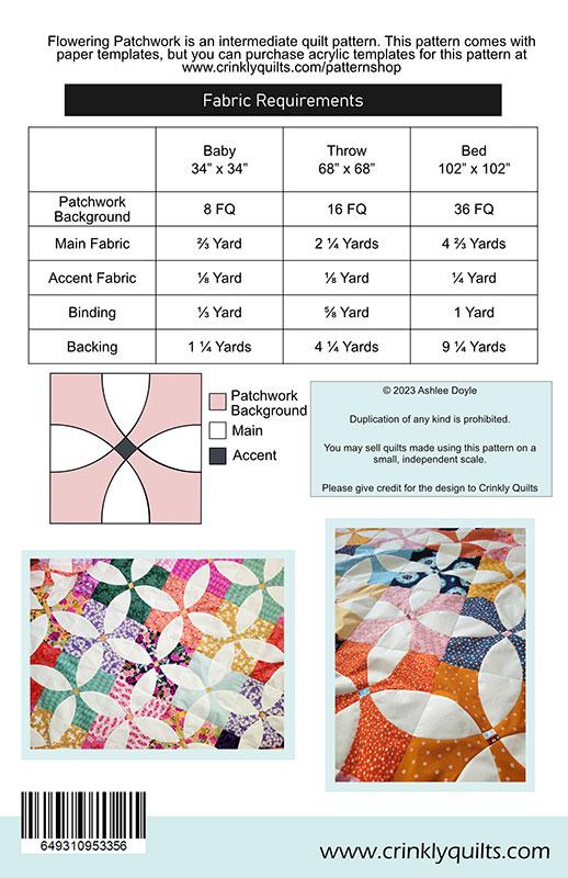 Crinkly Quilts Flowering Patchwork Quilt Pattern CQ-012