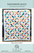 Pattern cover for the Tangerine Quilt by Ashlee Doyle, showing a colorful quilt with repeating circular leaf-like motifs in orange, teal, blue, yellow, and pink on a white background. The cover includes the title 'TANGERINE QUILT' at the top and 'Baby, Throw, and Bed' at the bottom, with the Crinkle Quilt logo and social handles at the bottom.
