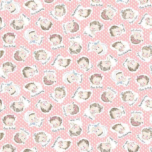Fabric Michael Miller Blush Hush Little Baby Retro Nursery by the Quarter Yard DCX12621-BLUS