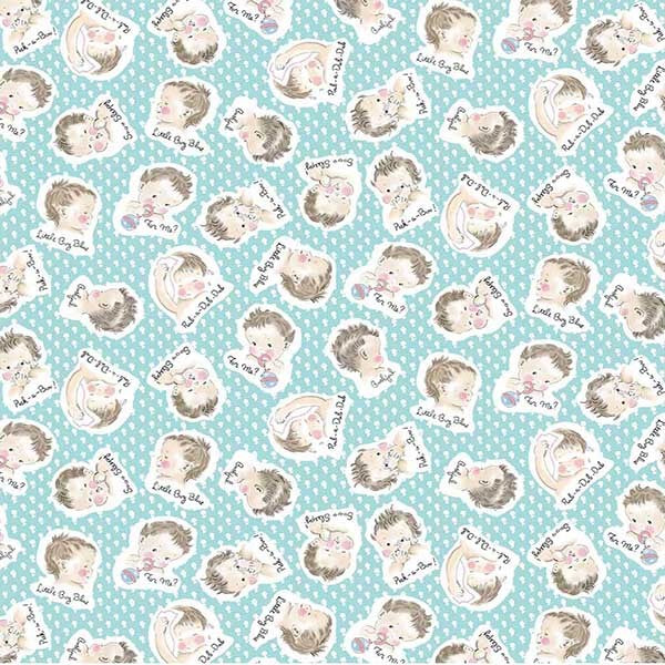 Fabric Michael Miller Robin's Egg Hush Little Baby Retro Nursery by the Quarter Yard DCX12621-ROBI