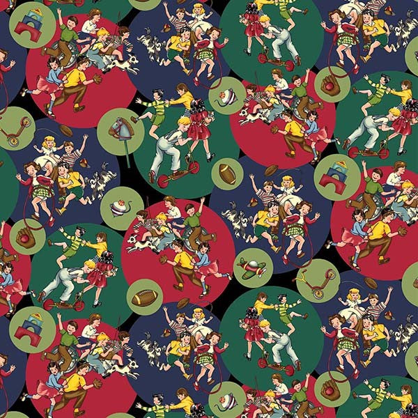 Fabric Michael Miller Black Playtime Classics Playtime Memories by the Quarter Yard DCX13183-BLAC