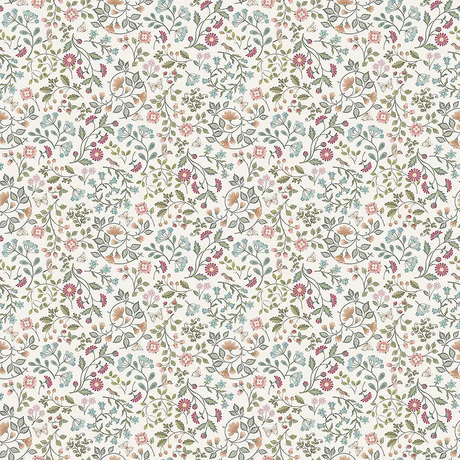 Fabric Northcott Cream Mini Floral Woodland Heart by the Quarter Yard DP28725-11