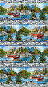 Fabric Northcott Blue Multi Border Stripe Canoe Lake by the Quarter Yard 29231-44