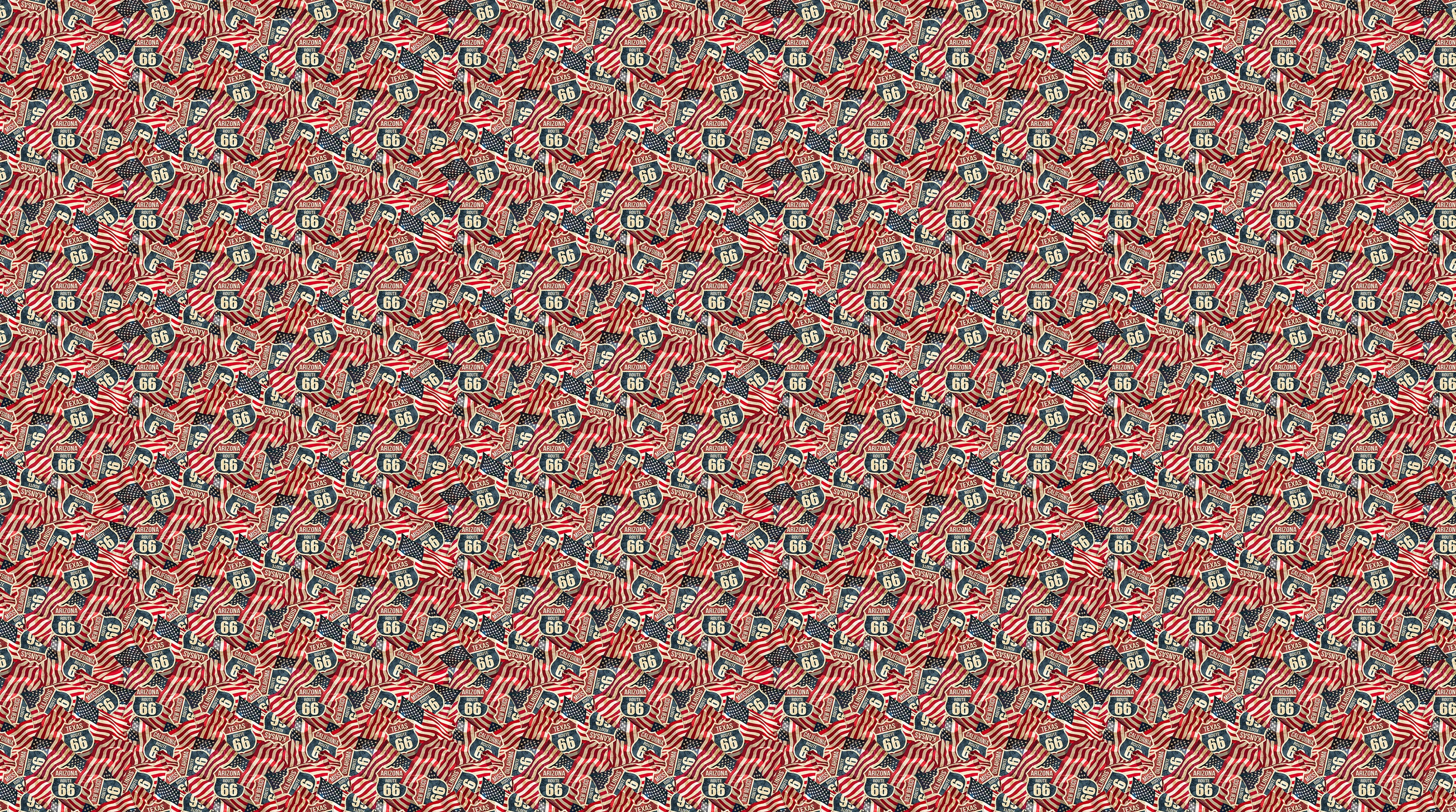 Fabric Northcott Red Multi Flags & Signs Historic Route 66 by the Quarter Yard 29246-24