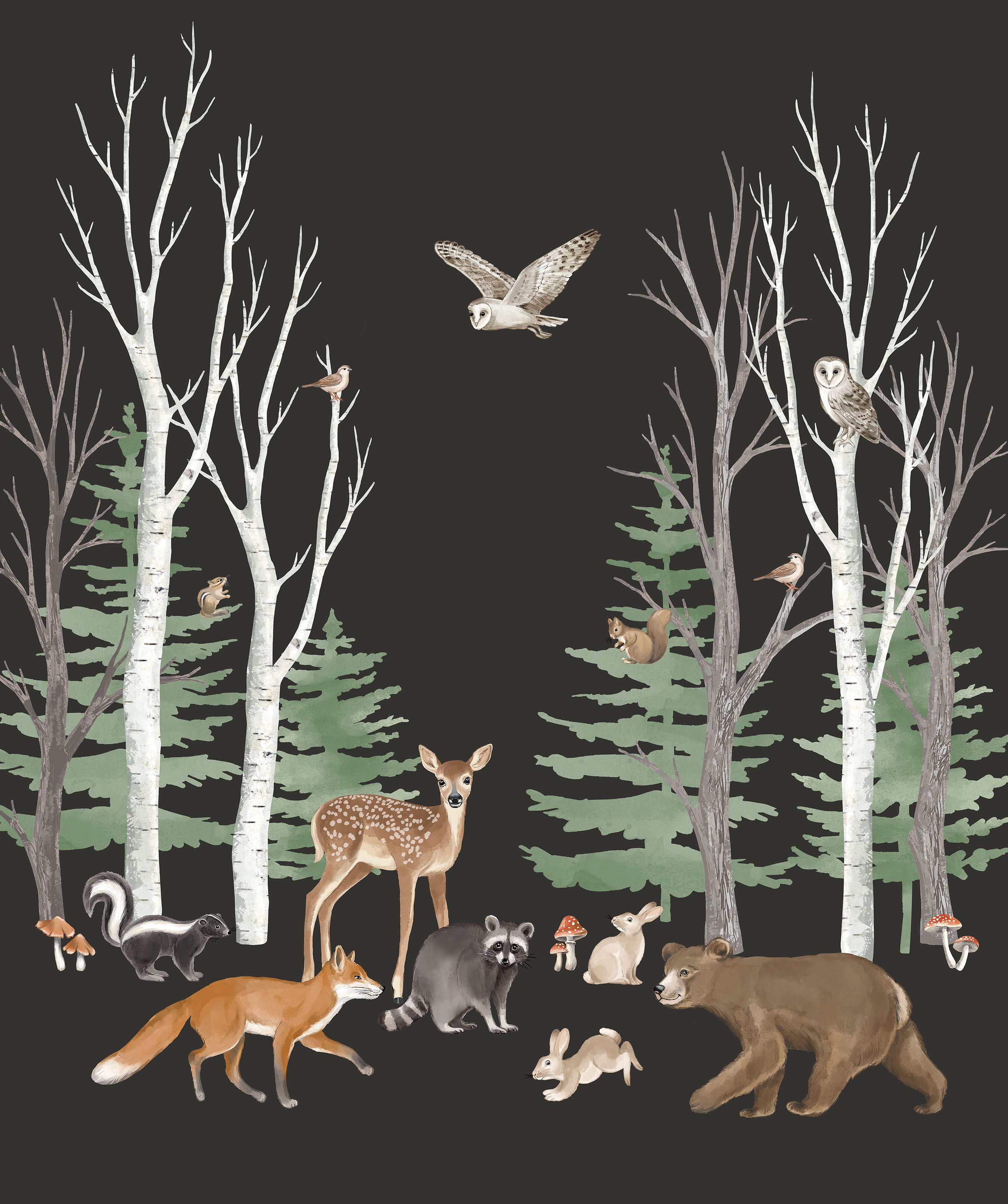 Fabric Northcott Charcoal Multi Tanglewood Quilt Panel DP29280-98