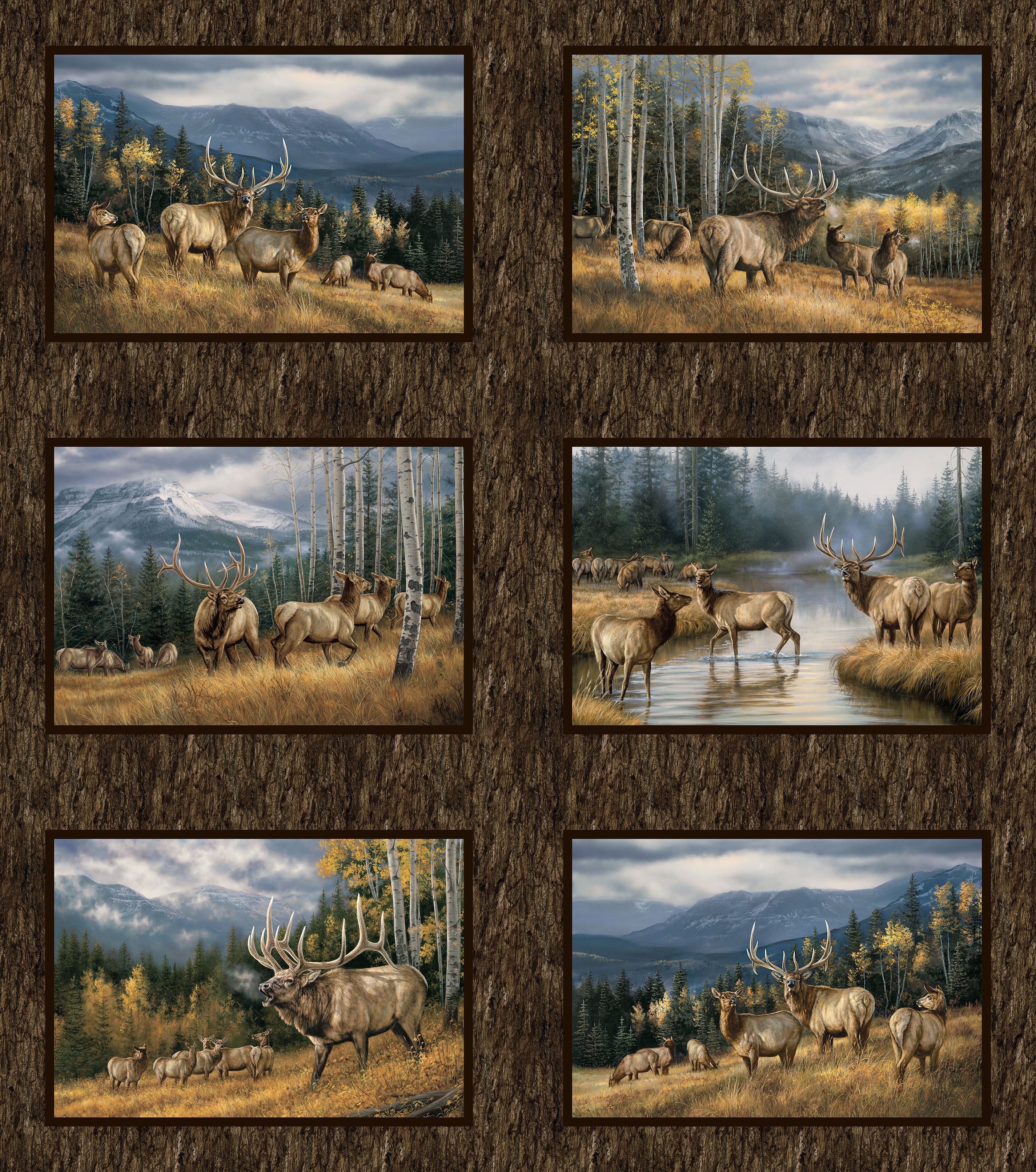Fabric Northcott Brown Multi Highland Ridge Blocks Panel DP29381-36