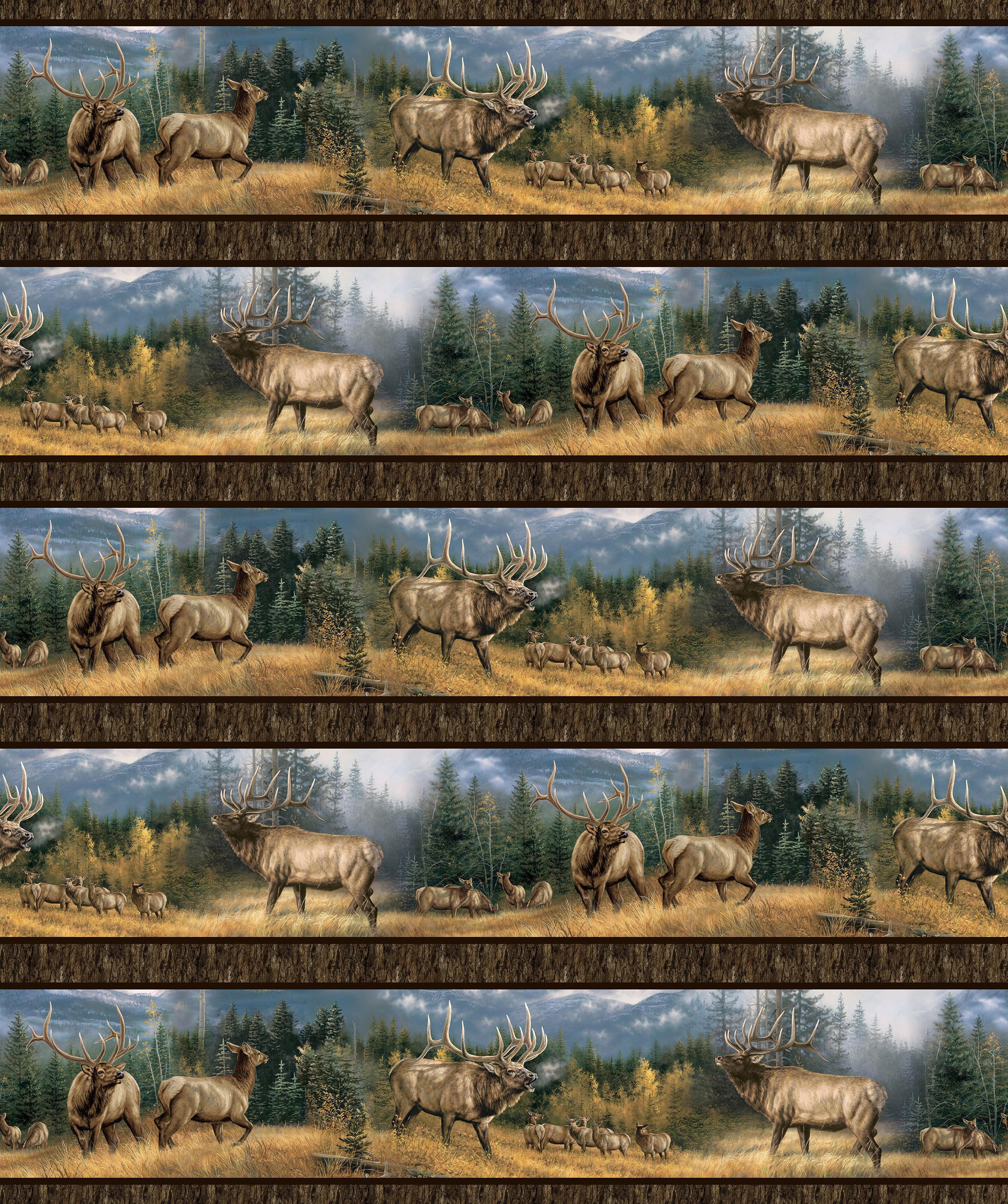 Fabric Northcott Brown Multi Border Stripe Highland Ridge by the Quarter Yard DP29382-36