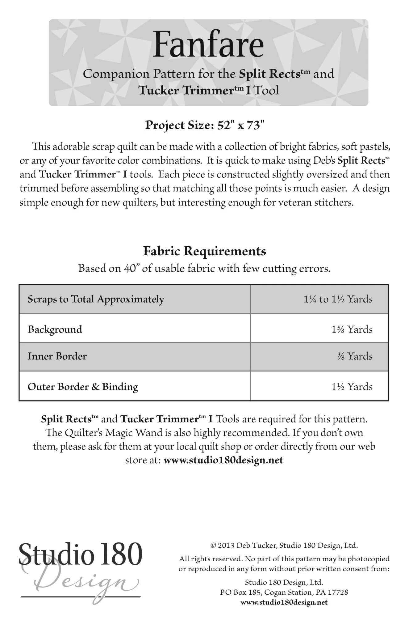 Studio 180 Design Fanfare Companion Pattern DTP046 for Sale at World Weidner