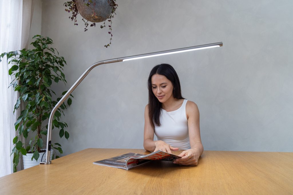 Daylight Slimline 4 LED Table Lamp Brushed Steel U35109