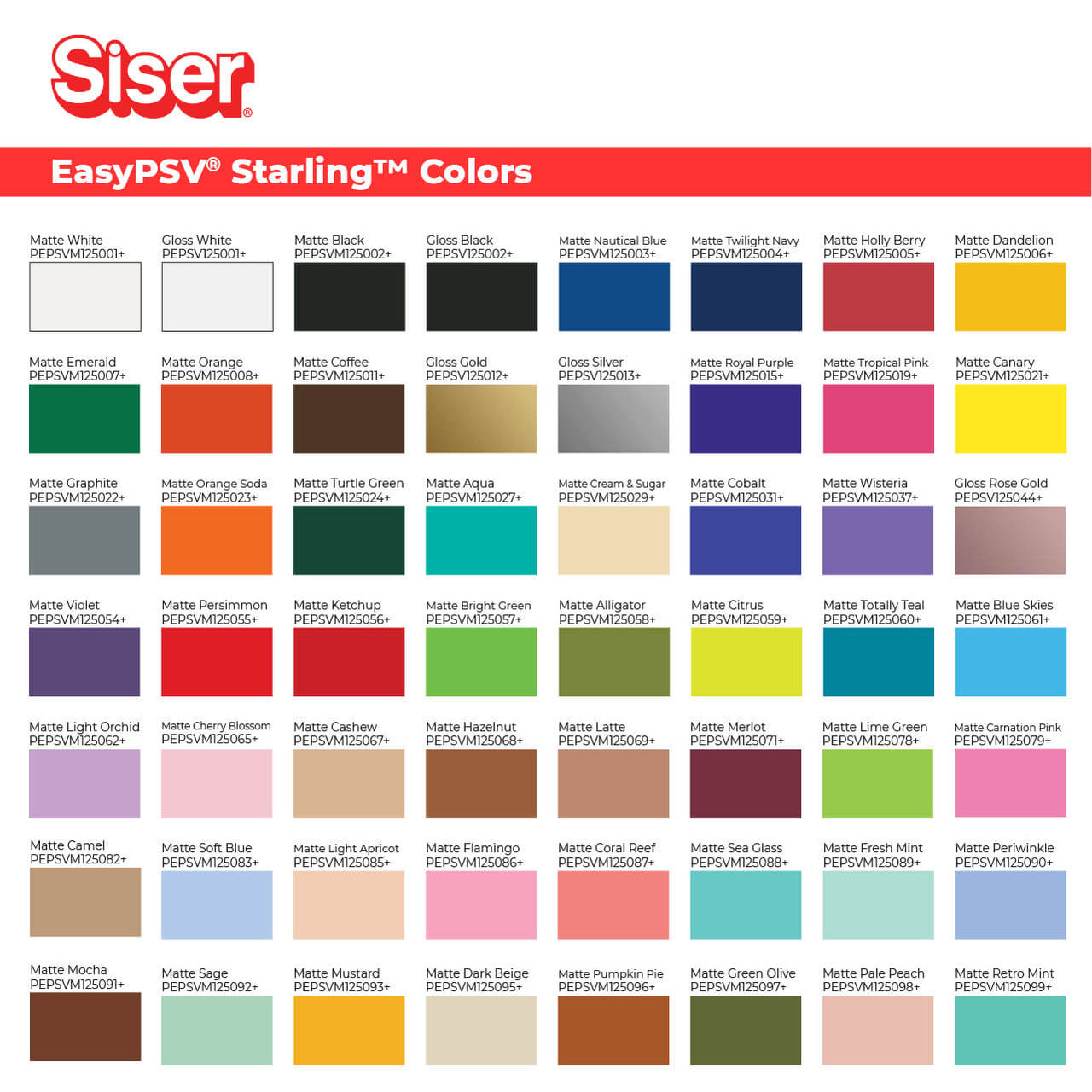 Siser EasyPSV Starling Permanent Pressure Sensitive Adhesive Vinyl 12" Rolls for Sale at World Weidner