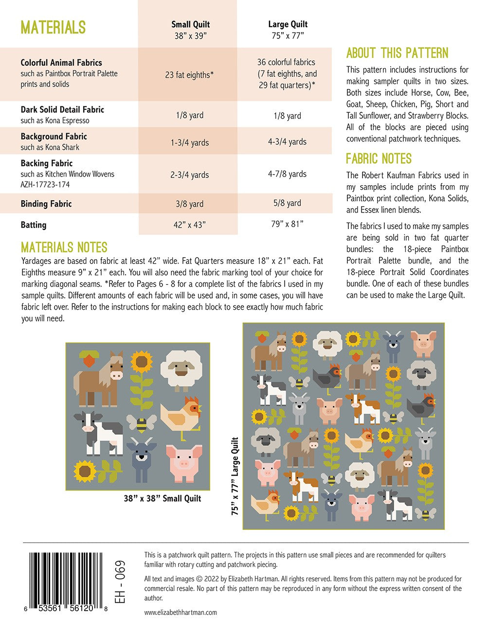 Elizabeth Hartman Fab Farm Quilt Pattern EH069