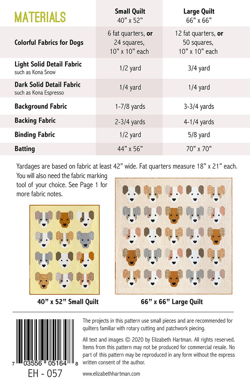 Elizabeth Hartman The Puppies Quilt Pattern EH057