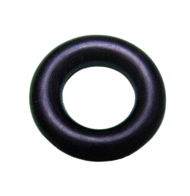 A black rubber O-ring with a smooth matte finish, centered on a solid white background.