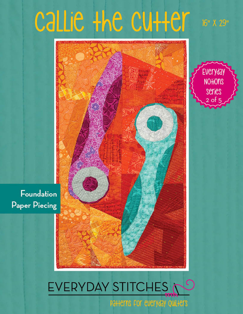 Book cover of 'Callie the Cutter' with a colorful design and text about foundation paper piecing.