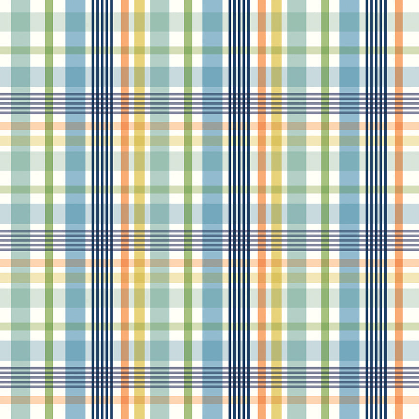 Fabric Riley Blake Blue Plaid Love You to the Moon Designer Flannel by the Quarter Yard F18271-BLUE