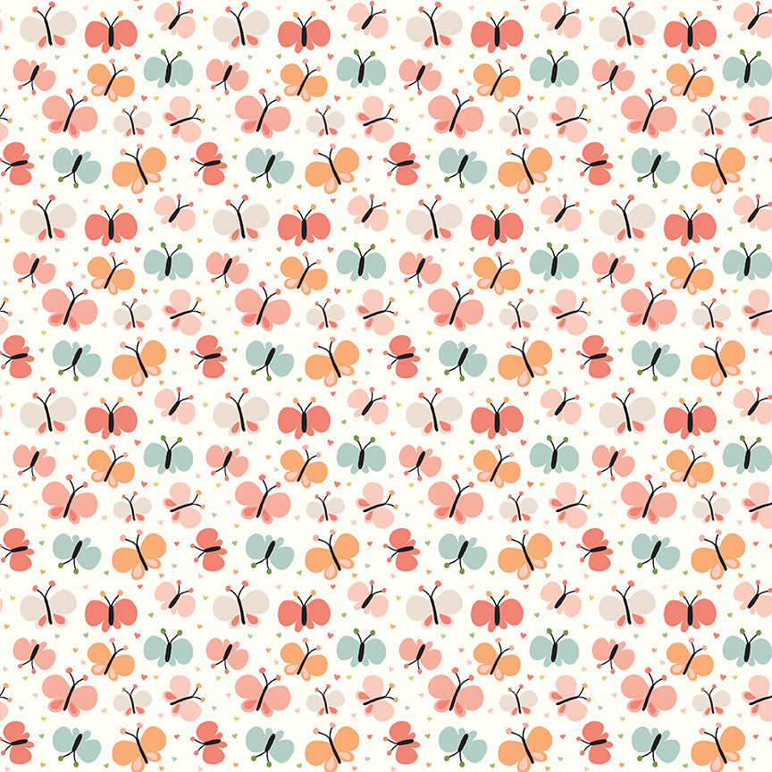 Fabric Riley Blake White Butterflies Love You to the Moon Designer Flannel by the Quarter Yard F18272-WHITE