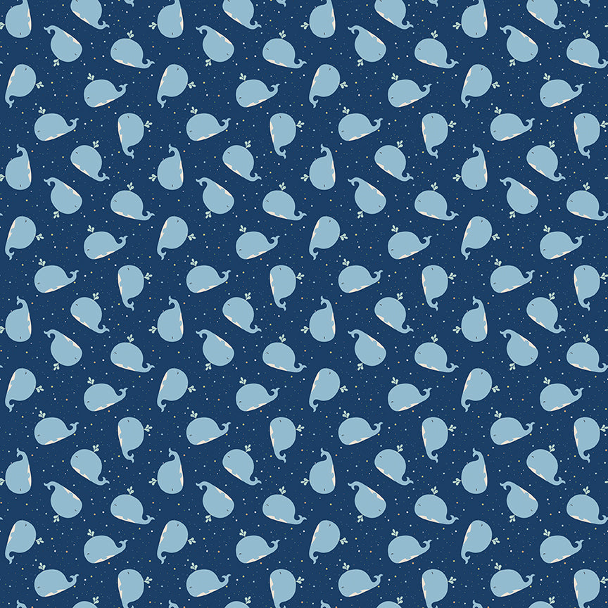 Fabric Riley Blake Navy Whales Love You to the Moon Designer Flannel by the Quarter Yard F18273-NAVY