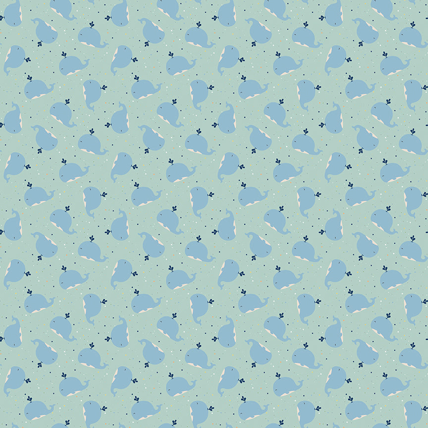 Fabric Riley Blake Powder Whales Love You to the Moon Designer Flannel by the Quarter Yard F18273-POWDER